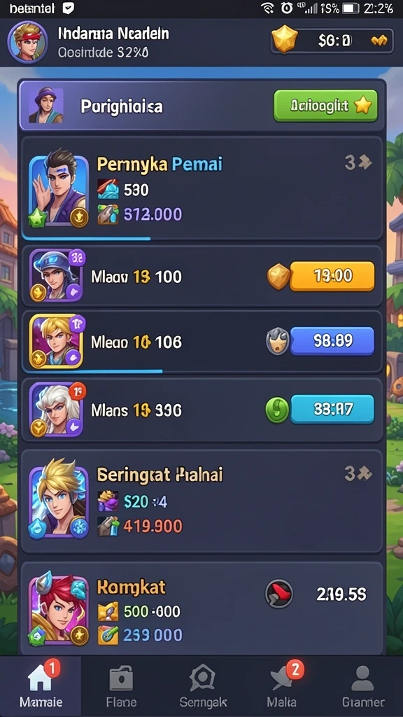 sunda777 - Screenshot menunjukkan pilihan karakter yang beragam.